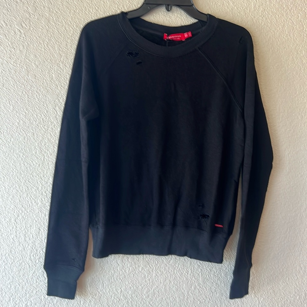 N:philanthropy black Belize distressed crew neck sweatshirt size XS NWT